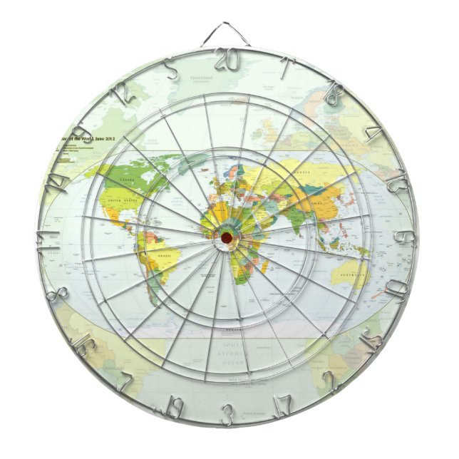 World Map Political Atlas Poster: Modern Decor Dartboard (Front)