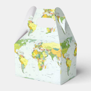 World Map Political Atlas Poster: Modern Decor Favor Box