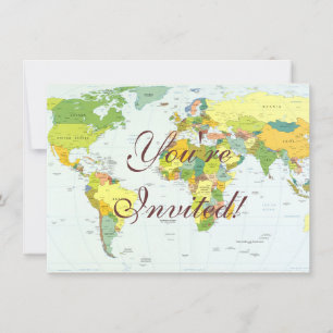 World Map Political Atlas Poster: Modern Decor Invitation