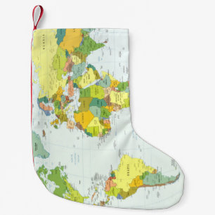 World Map Political Atlas Poster: Modern Decor Small Christmas Stocking