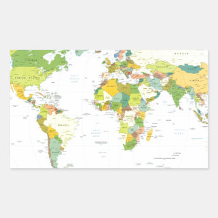 World Map Political Atlas Poster: Modern Decor Sticker