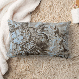 World Map Poseidon Lumbar Pillow