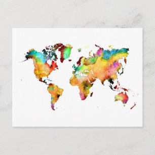 world map postcard