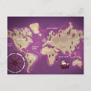 World Map Postcard