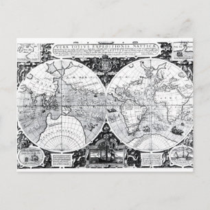 World map postcard