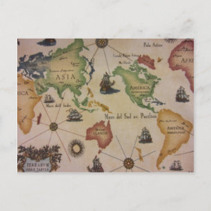 World Map Postcard