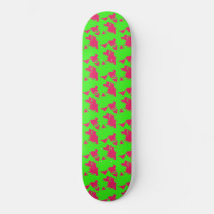 World Map Pre-Built Complete Neon Green Skateboard