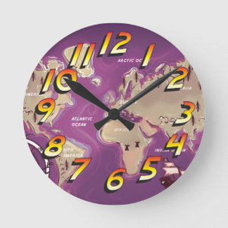 World Map Round Clock