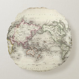 World Map Round Pillow