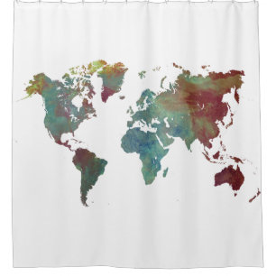 world map shower curtain