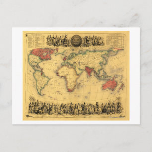 World Map Showing British EmpirePanoramic Map Postcard