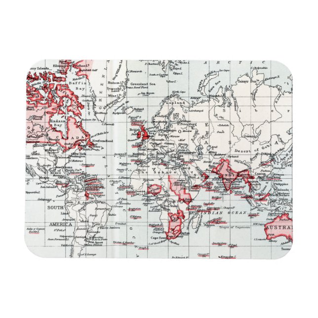 World Map showing British Possessions in 1904 Magnet (Horizontal)