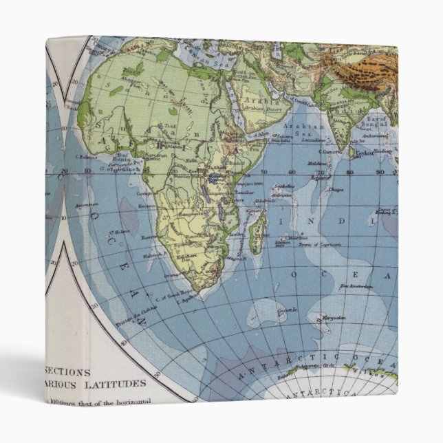World Map showing Heights of Land depth of Sea Binder (Front/Spine)