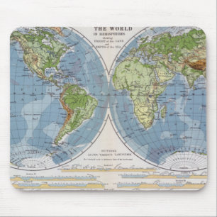 World Map showing Heights of Land depth of Sea Mouse Pad