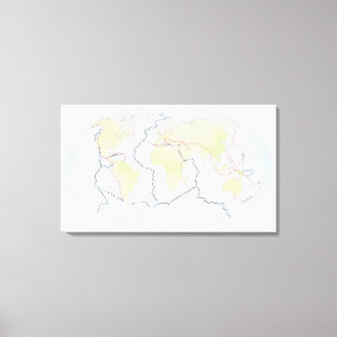 World map showing plate margins canvas print