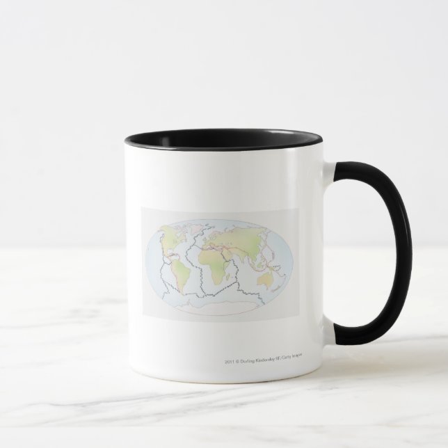 World map showing plate margins mug (Right)