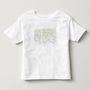World map showing plate margins toddler t-shirt