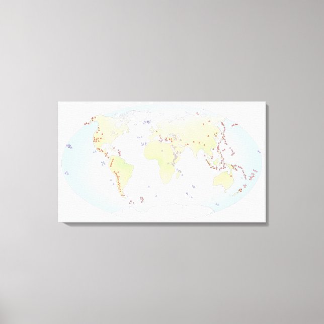 World map showing sites of volcanic activity canvas print (Front)