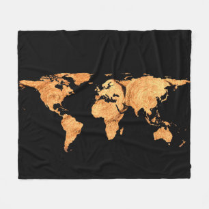 World Map Silhouette - Bales of Hay Fleece Blanket