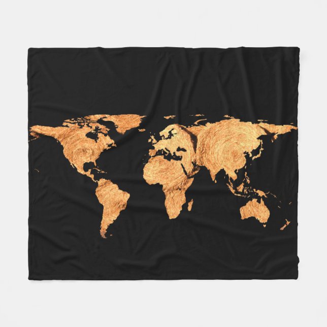 World Map Silhouette - Bales of Hay Fleece Blanket (Front (Horizontal))