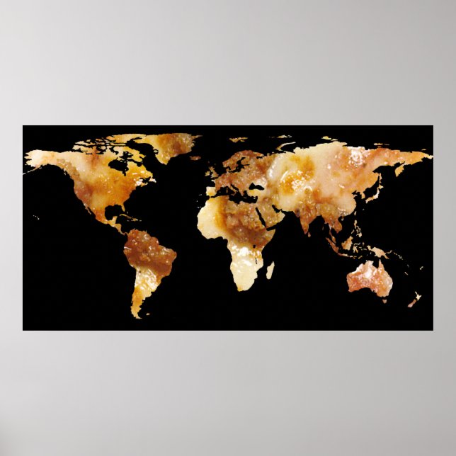 World Map Silhouette - Sausage Pizza Poster (Front)