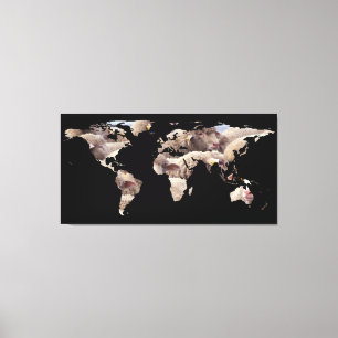 World Map Silhouette - Sheep Herd Canvas Print