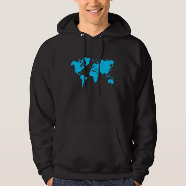 World Map - Sky Blue Hoodie (Front)
