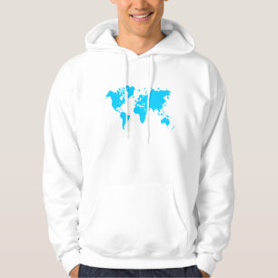 World Map - Sky Blue Hoodie