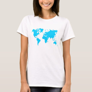 World Map - Sky Blue T-Shirt