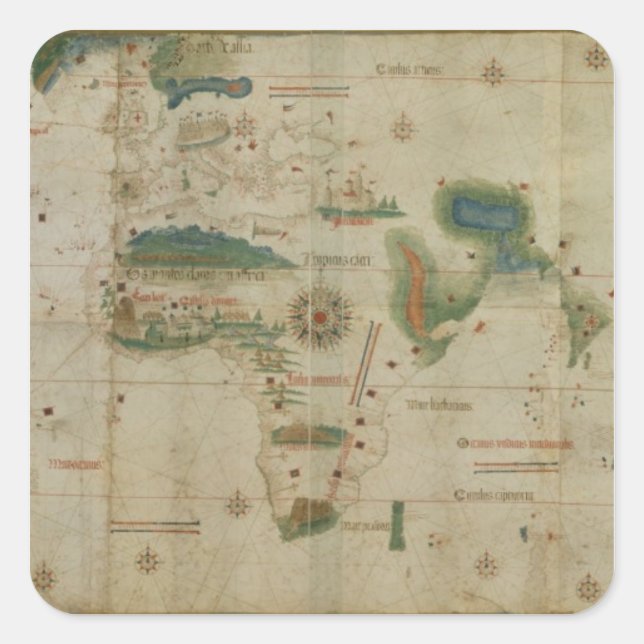 World Map Square Sticker (Front)