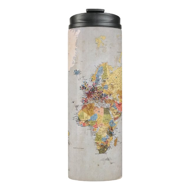 world map thermal tumbler (Front)