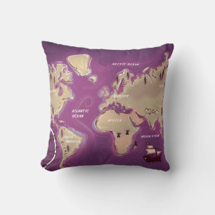 World Map Throw Pillow