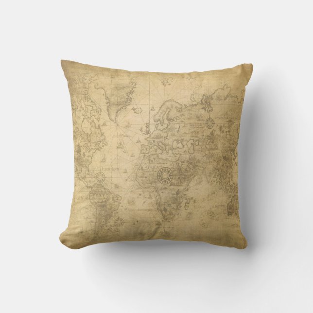 World Map Throw Pillow (Front)