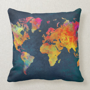 world map throw pillow