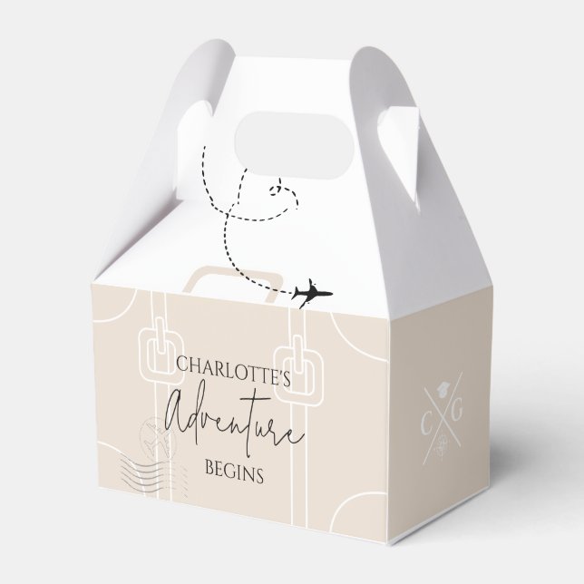 World Map travel adventure begins Graduation Favor Box (Front Side)