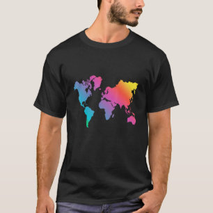 World Map Travel Countries Geography Colour Painti T-Shirt
