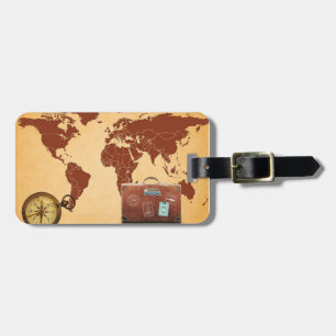world map travel luggage tag