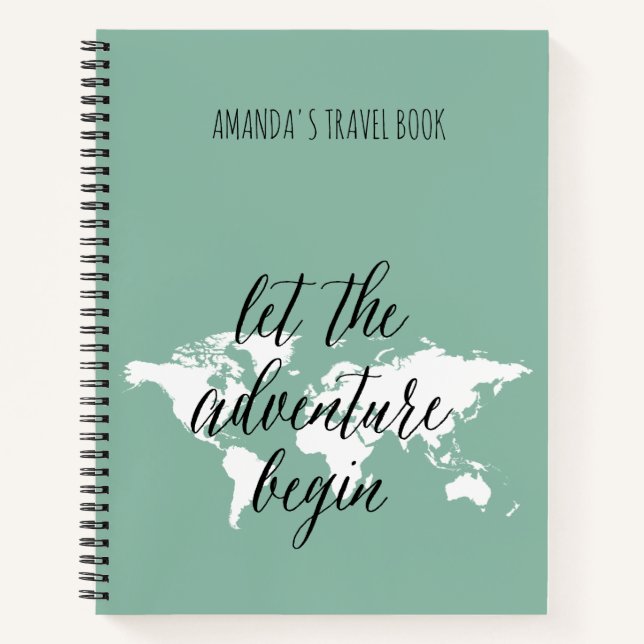 World map travel notes personalized  notebook (Front)