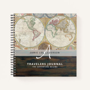 World Map Travel Retirement Bucket List Gift Dad Notebook