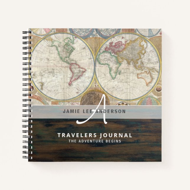 World Map Travel Retirement Bucket List Gift Dad   Notebook (Front)