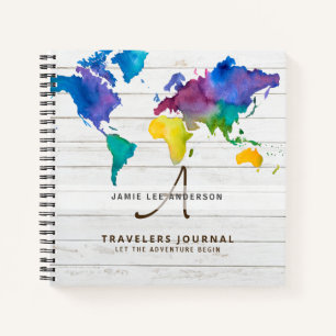 World Map Travel Retirement Bucket List Gift Dad   Notebook