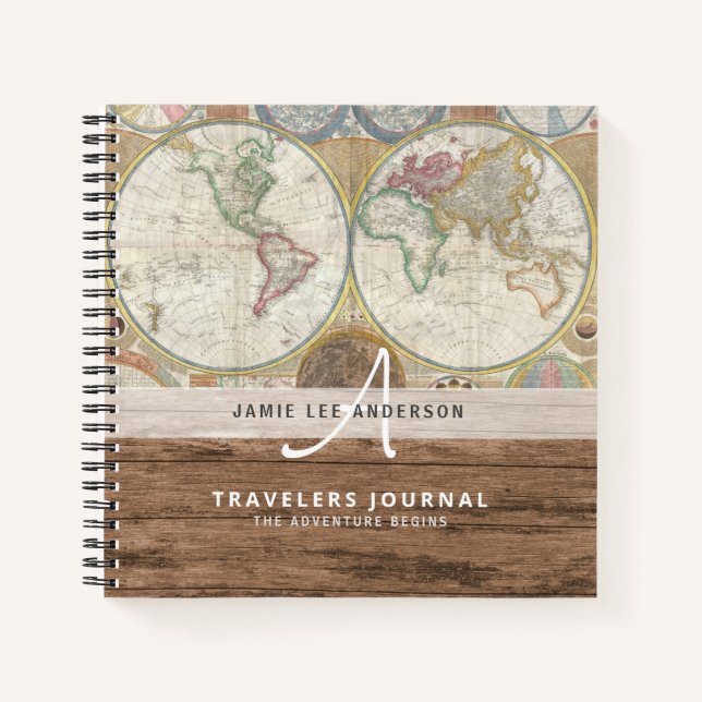 World Map Travel Retirement Bucket List Gift Dad   Notebook (Front)