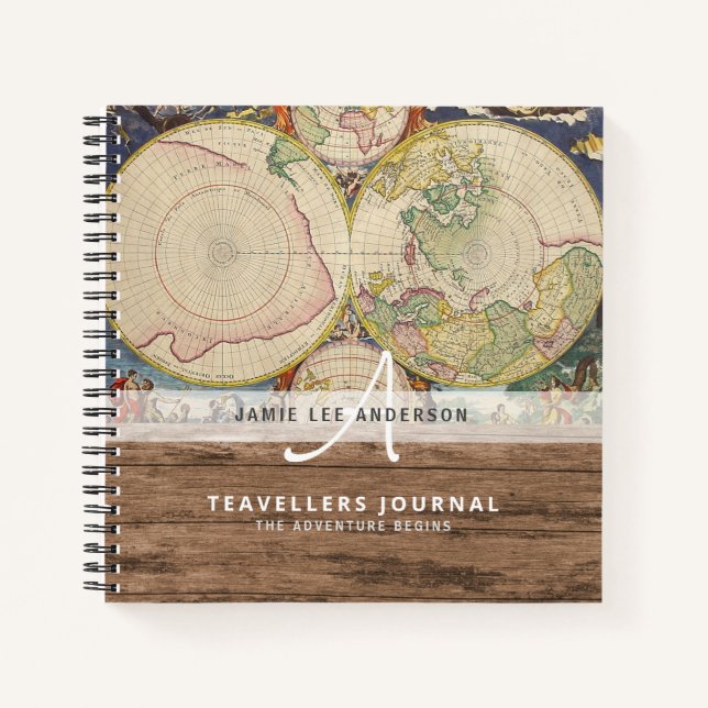 World Map Travel Retirement Bucket List Gift Dad   Notebook (Front)