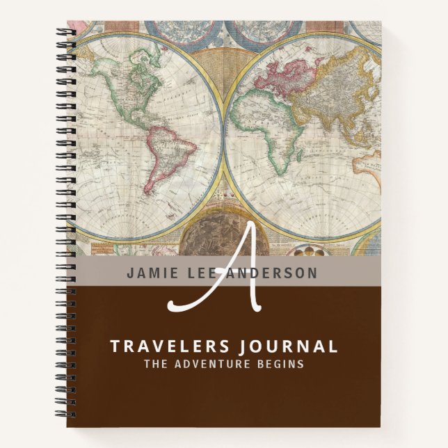 World Map Travel Retirement Bucket List Gift Dad   Notebook (Front)
