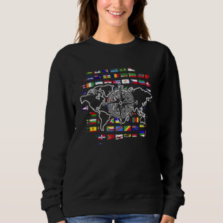 World Map Traveller International Country Flags Wo Sweatshirt