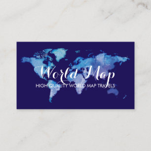 World Map Travelling Agent Rental Office Navy Business Card