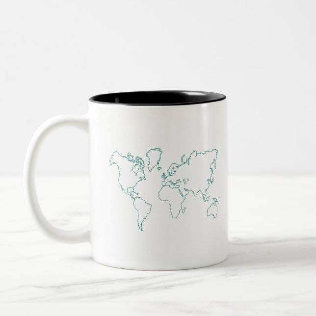 World Map Two-Tone Coffee Mug (Left)