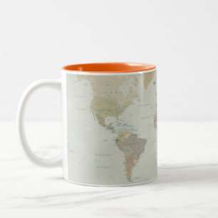 World Map Two-Tone Coffee Mug