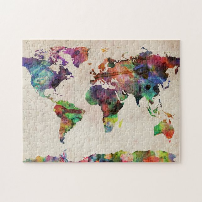 World Map Urban Watercolor Jigsaw Puzzle (Horizontal)