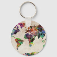 World Map Urban Watercolor
